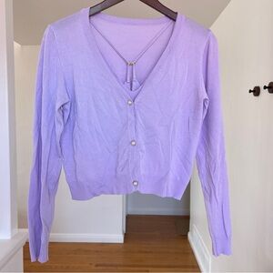 Lavender Cardigan Sweater & Tank​